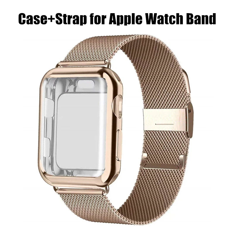 Case+Strap for Apple Watch Band 44Mm 40Mm Iwatch 42Mm 38Mm Milanese Loop Bracelet Correa Apple Watch Series SE 3 6 7 8 45Mm 41Mm