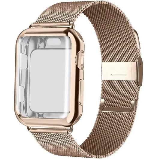 Case+Strap for Apple Watch Band 44Mm 40Mm Iwatch 42Mm 38Mm Milanese Loop Bracelet Correa Apple Watch Series SE 3 6 7 8 45Mm 41Mm