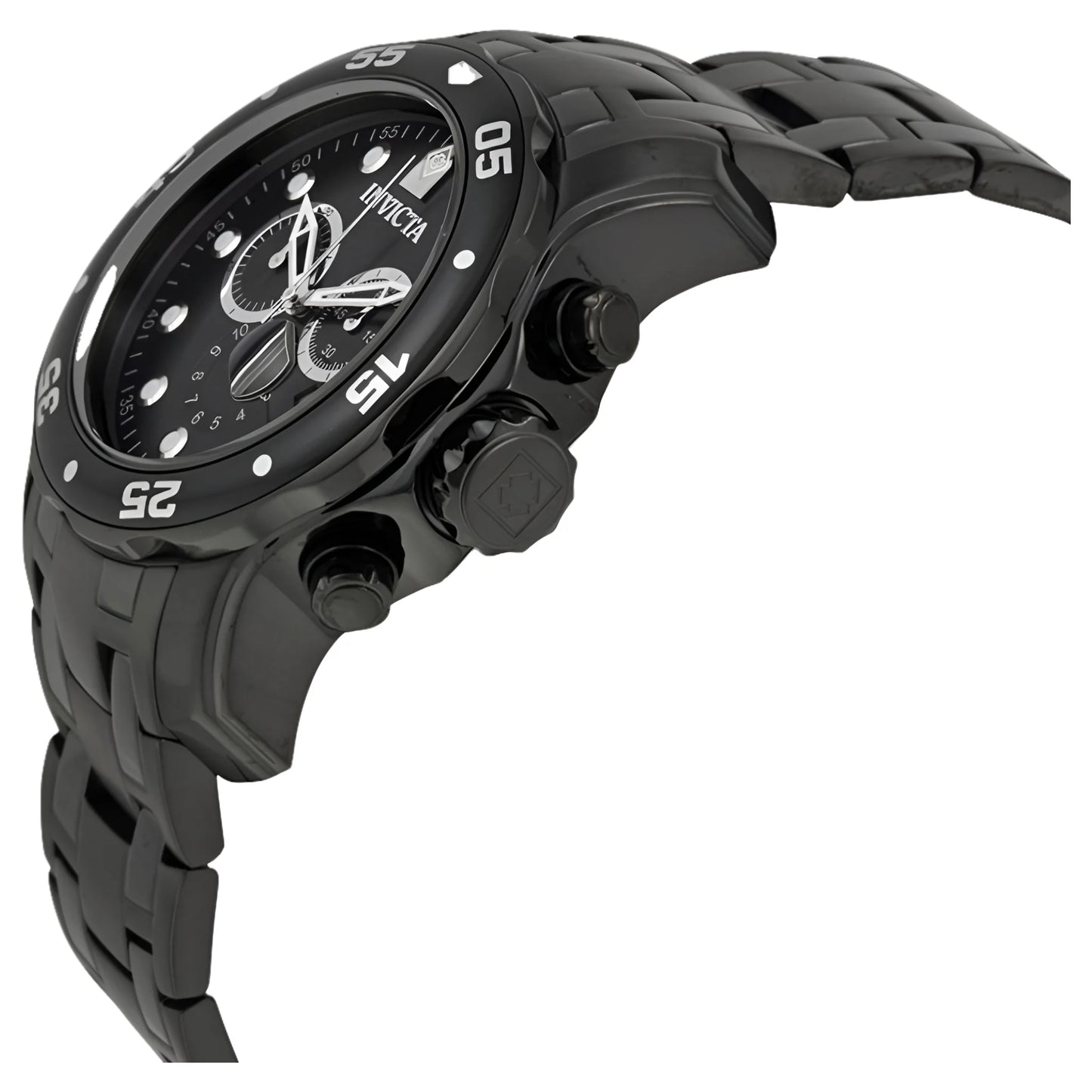 Men'S 0076 Pro Diver Chronograph Black Ion-Plated Stainless Steel Watch