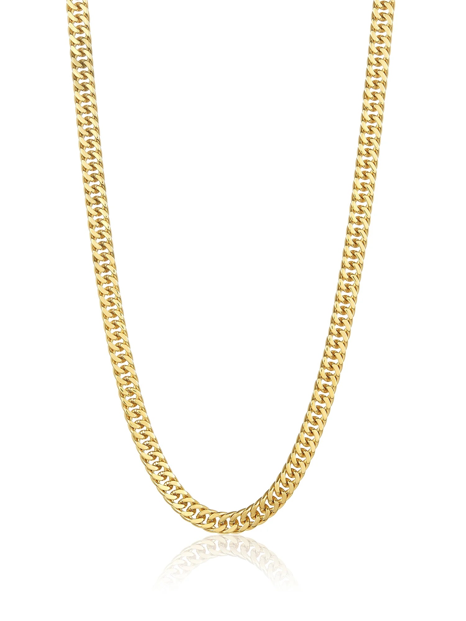 Gold Plated Stainless Steel 8Mm Curb Chain Necklace 24"