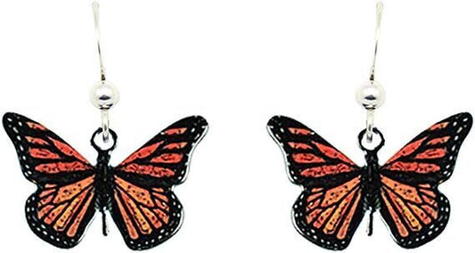 Monarch Butterfly Earrings by D'Ears Non-Tarnish Sterling Silver French Hook Ear