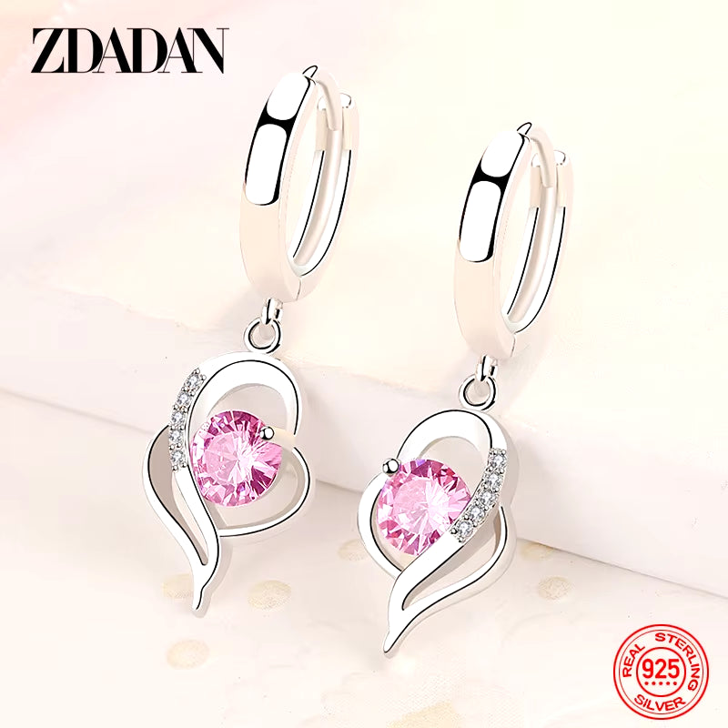 925 Sterling Silver Crystal Zircon Earring for Women Fashion Jewelry