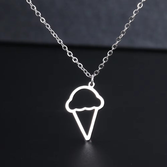 Stainless Steel Necklaces Cartoon Ice Cream Pendant Chain Collar Charm Fashion Necklace for Women Jewelry Party Gifts One Piece