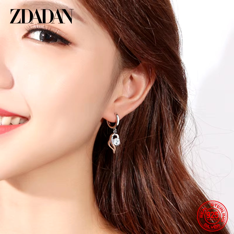 925 Sterling Silver Crystal Zircon Earring for Women Fashion Jewelry