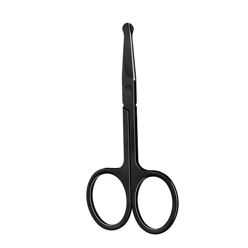 Delysia King Men'S and Women'S General Purpose Stainless Steel Black round Head Safety Nose Hair Scissors/Eyebrow Trimmer