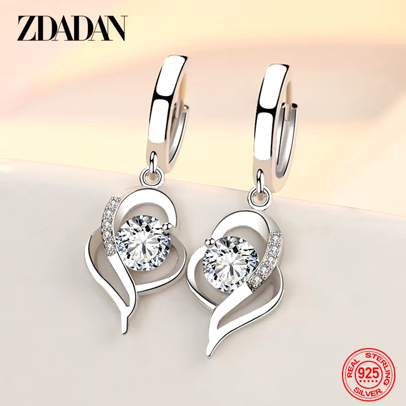 925 Sterling Silver Crystal Zircon Earring for Women Fashion Jewelry