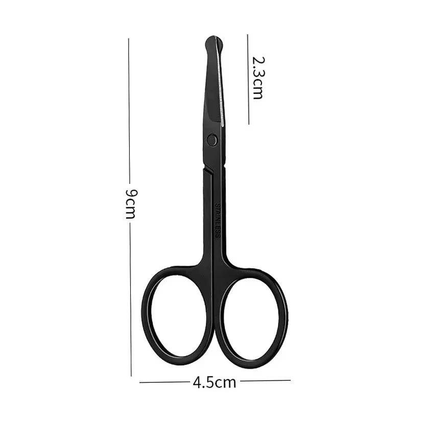 Delysia King Men'S and Women'S General Purpose Stainless Steel Black round Head Safety Nose Hair Scissors/Eyebrow Trimmer