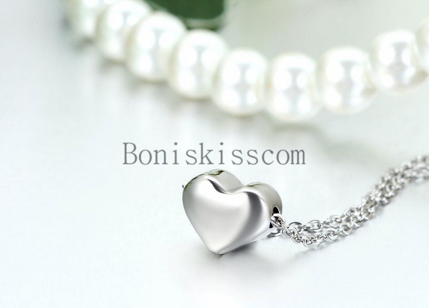 Women'S Girls Stainless Steel Heart Pendant Necklace Chain Valentine'S Day Gift