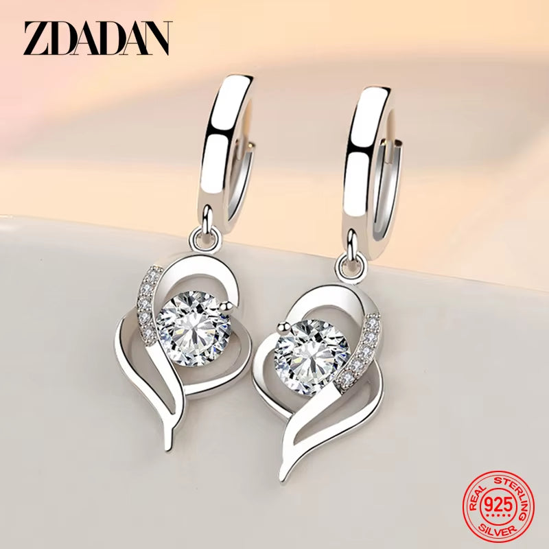 925 Sterling Silver Crystal Zircon Earring for Women Fashion Jewelry