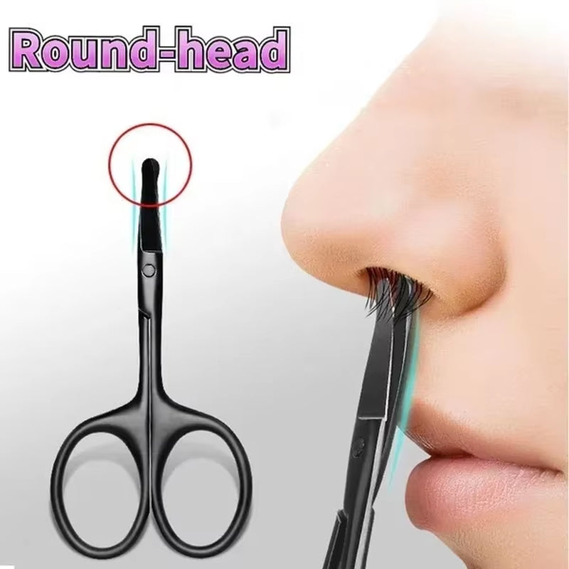 Delysia King Men'S and Women'S General Purpose Stainless Steel Black round Head Safety Nose Hair Scissors/Eyebrow Trimmer