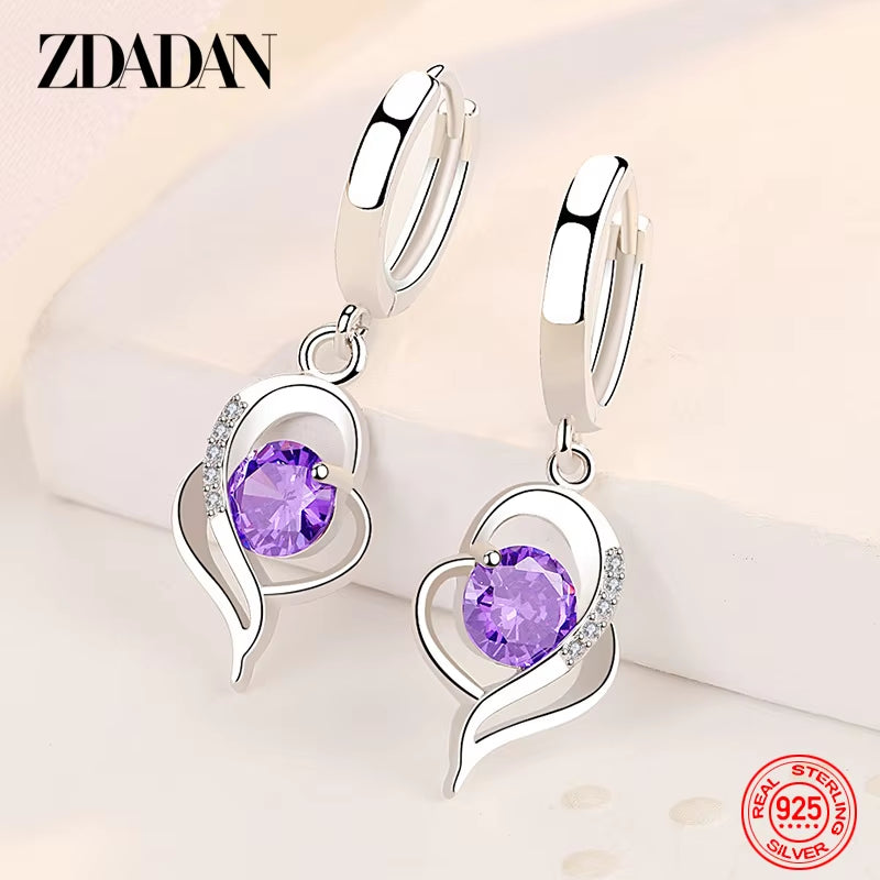 925 Sterling Silver Crystal Zircon Earring for Women Fashion Jewelry