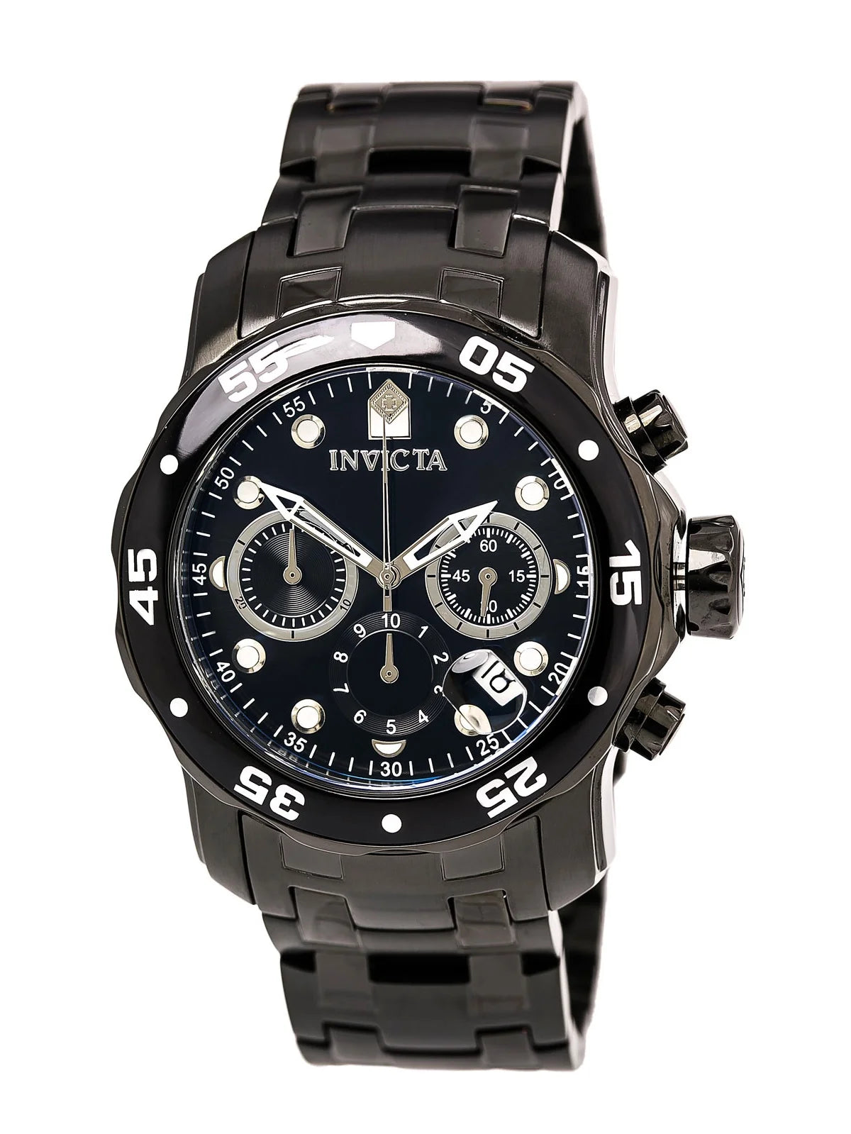 Men'S 0076 Pro Diver Chronograph Black Ion-Plated Stainless Steel Watch